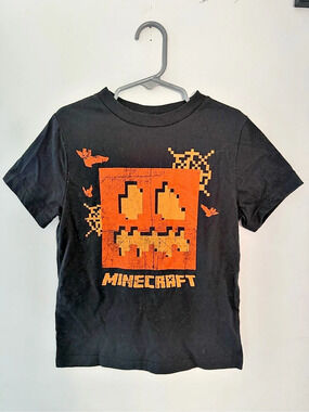 Minecraft Boys Black & Orange Minecraft Halloween T-Shirt Halloween T-Shirt